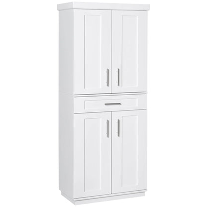 HomCom Modern Kitchen Pantry Freestanding Cabinet Cupboard with Doors and Shelves, Adjustable Shelving