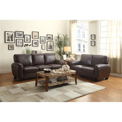 Pemberly Row 19" Contemporary Faux Leather Upholstered Sofa in Black