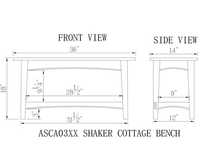 Alaterre Shaker Cottage Bench/Coat Hooks with Tray, Chocolate