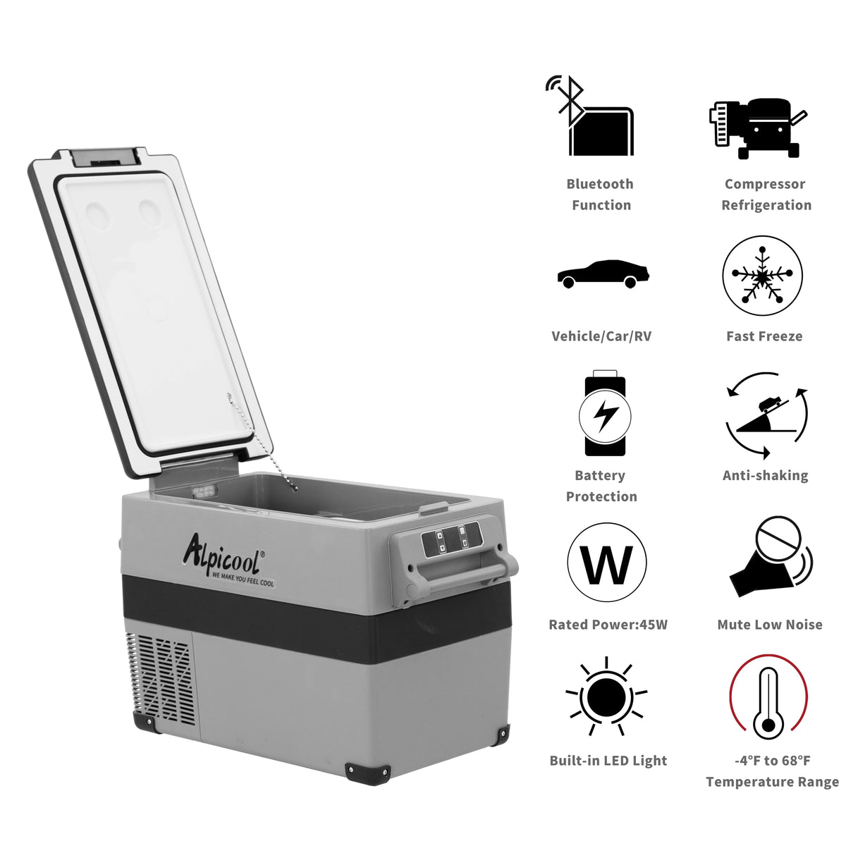 Alpicool CF55 Portable Refrigerator 12 Volt Car Freezer 58 Quart(55 Liter) Vehicle, Car, Truck, RV, Boat, Mini fridge freezer for Driving, Travel, Fishing, Outdoor -4��F to 68��F