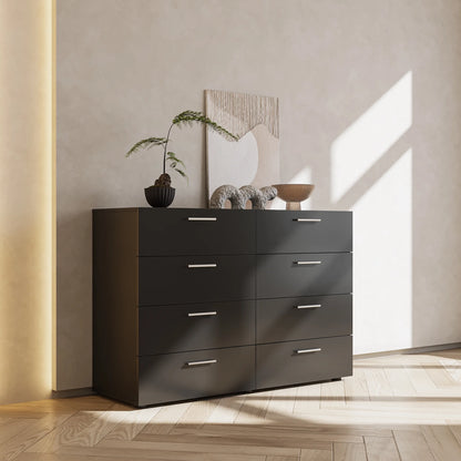 Ktaxon Bedroom Dresser with 6 Drawers, Wooden Double Dresser for Entryway, Wide Storage Cabinet for Living Room, Black