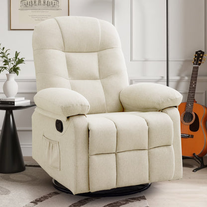 Korser Manual Swivel Rocker Recliner Chair for Living Room,Small Recliner Sofa for Small Spaces,Linen Fabric,Dark Black