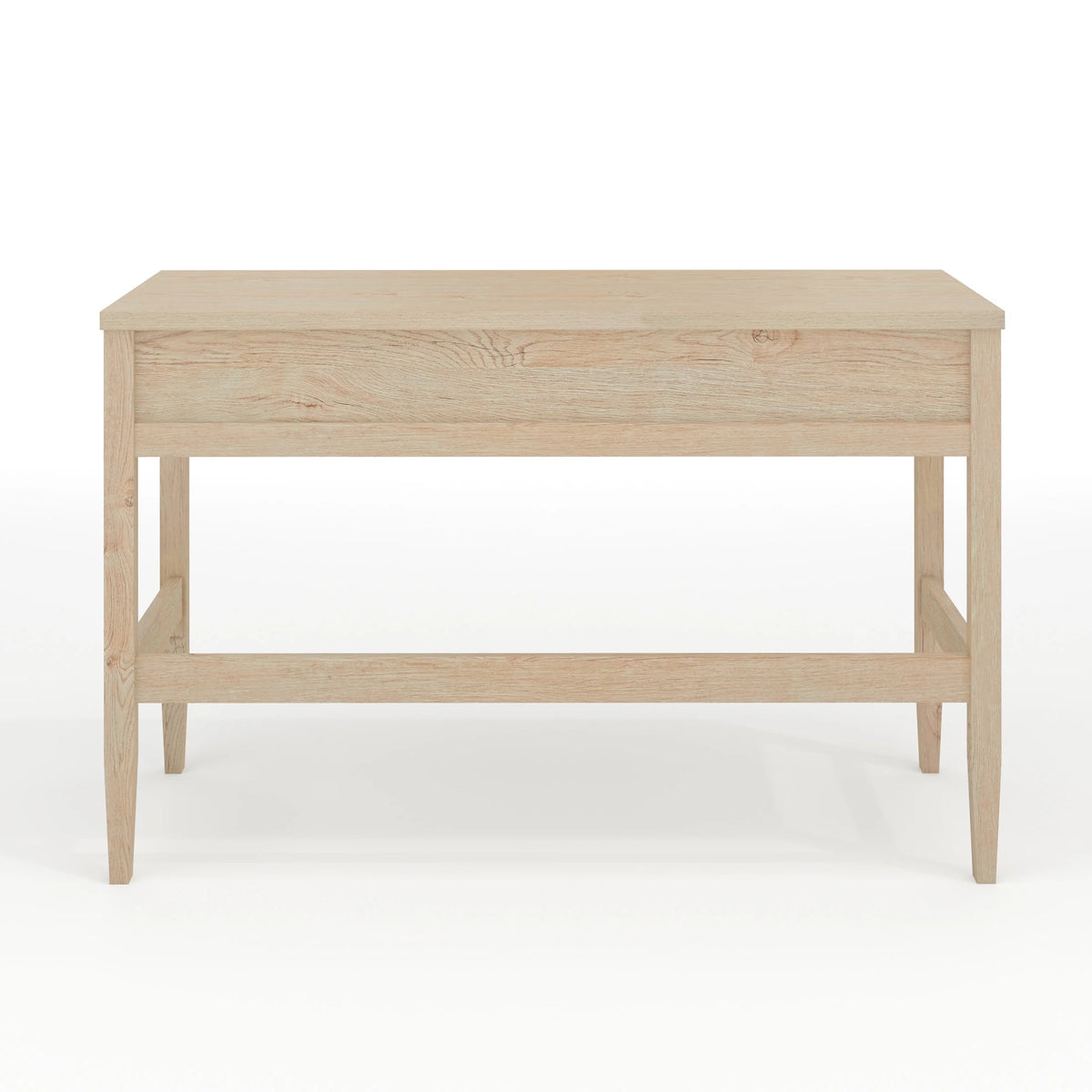 Martha Stewart Home Office Writing Desk with Tapered Legs in Light Natural with Antique Bronze Hardware