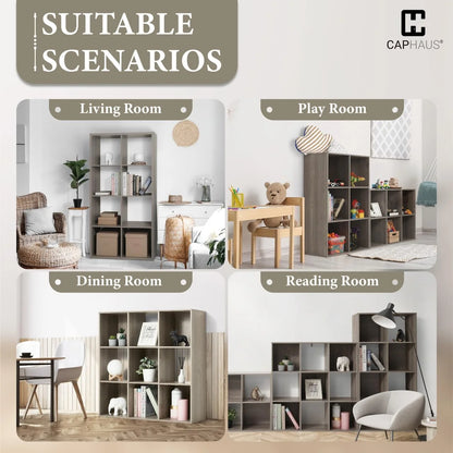 Sturdy Room 13-Inch Cube Storage Organizer Shelf, with Extra Thick Exterior Edge, Open Storage Shelf Divider, Bookcase, 6-Cube / 8-Cube / 9-Cube, Colors Available in Grey Oak and White