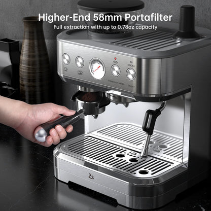 BEKAY Espresso Coffee Machine 15 Bar with Grinding Coffee Filter Milk Frother, Automatic Coffee Maker for Home