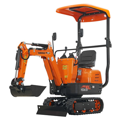 Mini Excavator with canopy, Claw, Grading Bucket & Rake, 306cc EPA compliant engine, suitable for construction work, farm&landscaping, utility installations
