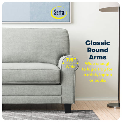 Serta Copenhagen 78" Rolled Arm Sofa with Removable Covers Dark Brown