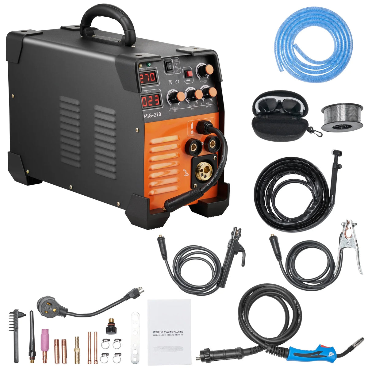 KFFKFF MIG Welder, Tri-functional Welding Equipment, 270 Amp MIG Lift TIG Arc Welding Mechanism 110V 220V TIG Welding Unit Lift ARC Welding Apparatus Digital Indicator