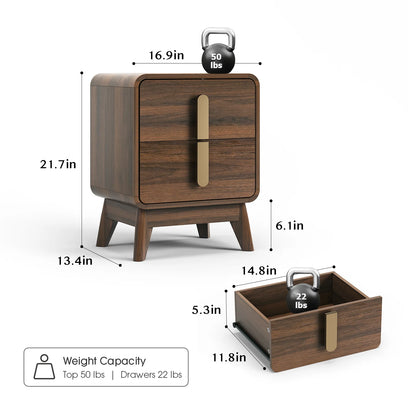 JOINICE Nightstands for Bedroom with Charging Station, Mid Century Modern End Tables Set of 2 for Living Room, Dining Room