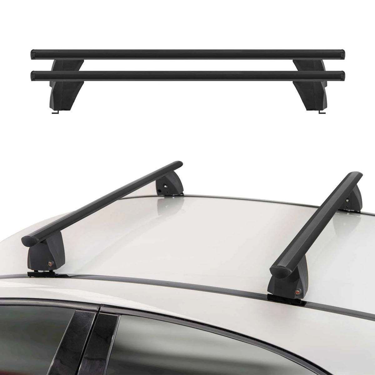 OMAC Fix Point Roof Racks Cross Bars for Tesla Model S 2012-2017 Black 2 Pcs Anti-Theft for Travel Kayak Canoe Surf Ski Snowboard Camping