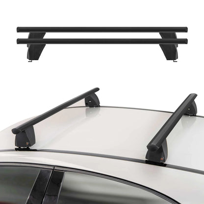 OMAC Fix Point Roof Racks Cross Bars for Tesla Model S 2012-2017 Black 2 Pcs Anti-Theft for Travel Kayak Canoe Surf Ski Snowboard Camping