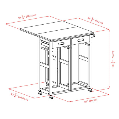Winsome Suzanne 3-PC Space Saver Set, 2 Tuck-away stools, Teak Finish