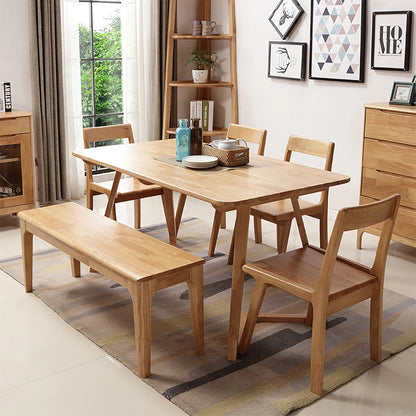 WILK  100% Natural Solid Oak  Wood-color Bench Farmhouse Dining Bench, Entrance Bench Bed End Bench,for Living Room, Bedroom ,Home Office,, Balcony,Patios