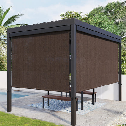 Vicllax Outdoor Patio Blinds Sun Shades Spring Roller Shade with Valance for Patio, Gray, 8'Wx8'H