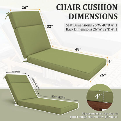 Kimunuk Outdoor Chaise Lounge Cushions set of 2, 80" x 26" x 4" Waterproof Pool Beach Recliner Replacement Cushions with Ties, Navy