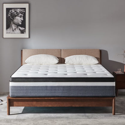 Queen Mattress, JIAVA 12" Medium Memory Foam & Spring Hybrid Mattress, Support for Adult