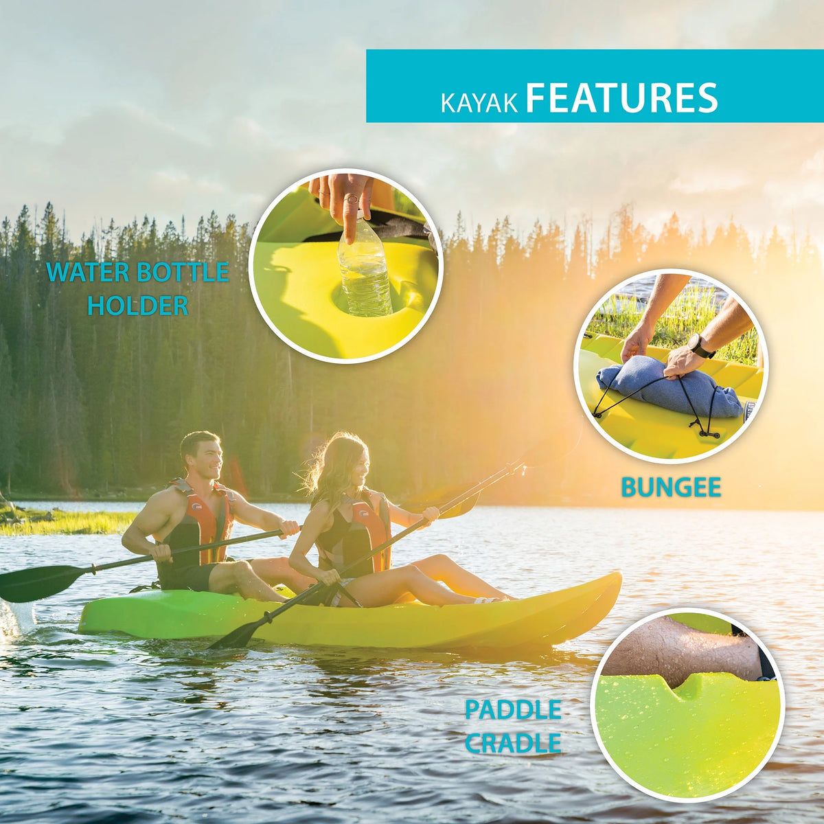 Lifetime Manta 10 ft Tandem Kayak, Yellow, Lime (91071)