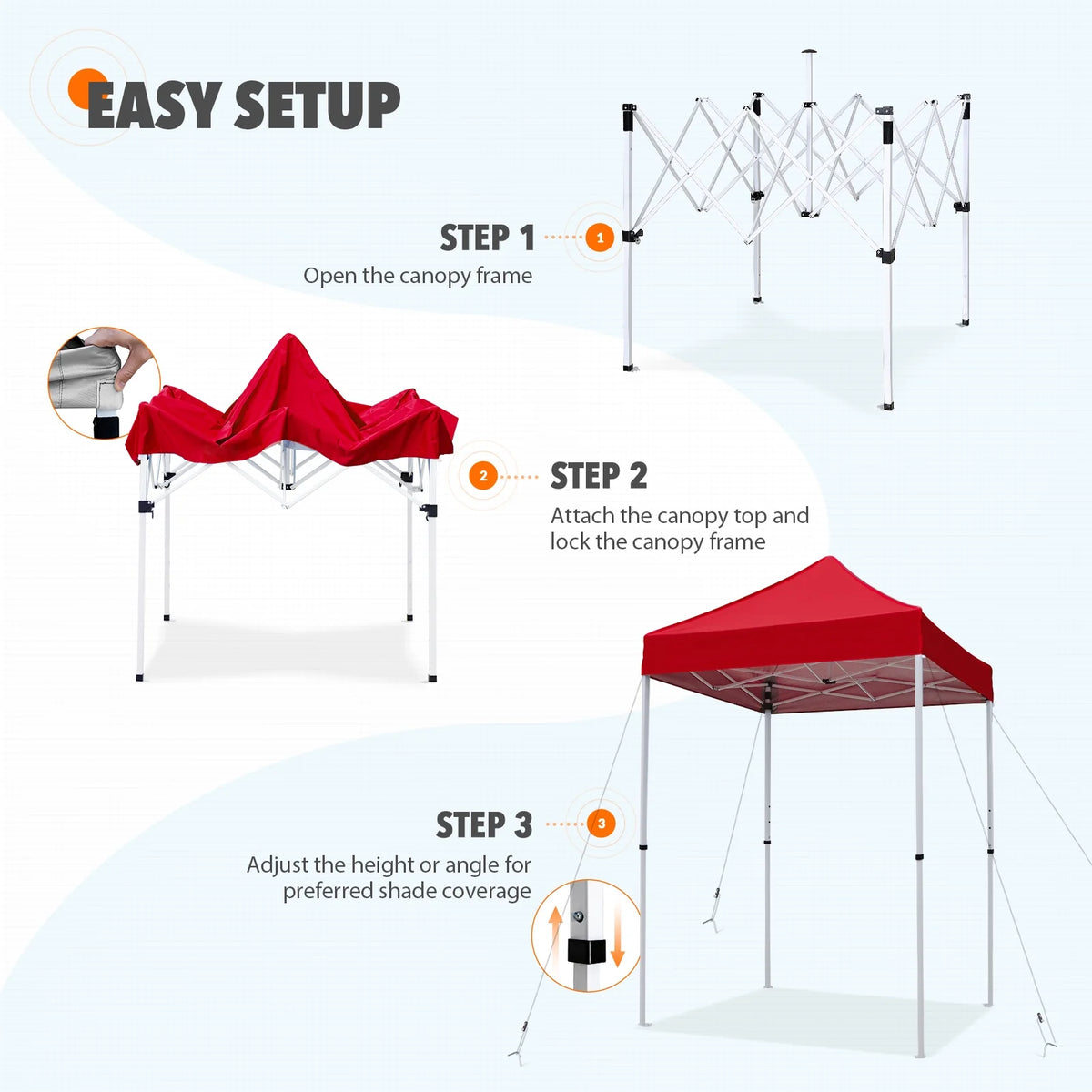 EAGLE PEAK 5x5 Pop Up Canopy Tent Instant Outdoor Canopy Easy Set-up Straight Leg Folding Shelter（Blue）