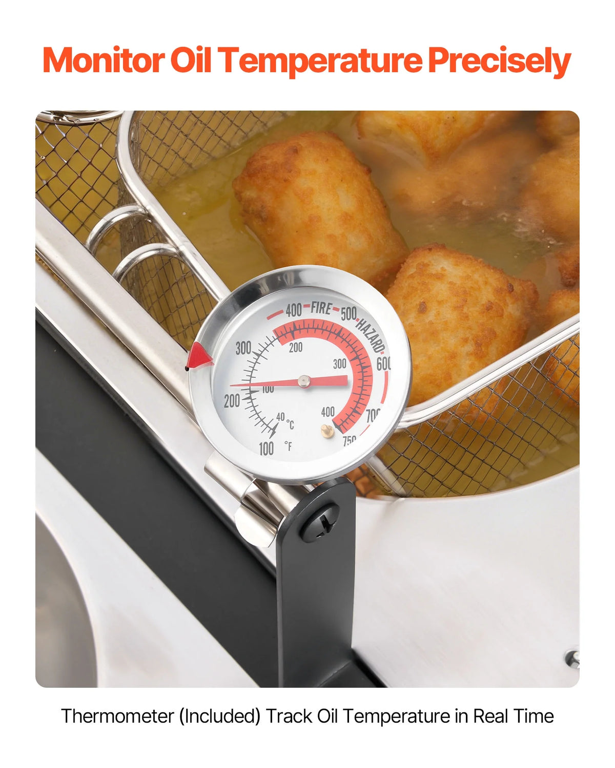 VEVOR Outdoor Propane Deep Fryer, Dual-Tank 16QTx2 Large Capacity Commercial Fryer,Stainless Steel Fish Cooker with 3 Basket,Thermometer,Floor Standing Fryers for Catering Event Camping,50,000 BTU