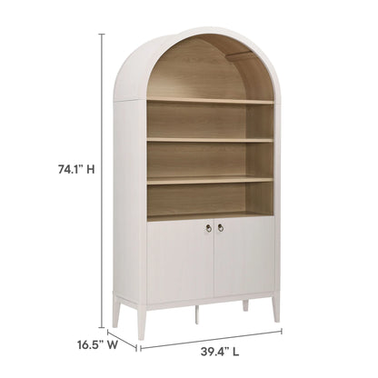 Modway Nolan 74" Tall Arched Storage Display Cabinet Bookshelf in Black