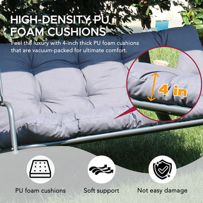 Made in Italy SUNJOY Outdoor Porch Swing, 2 Seat Patio Metal Swing with Adjustable Canopy