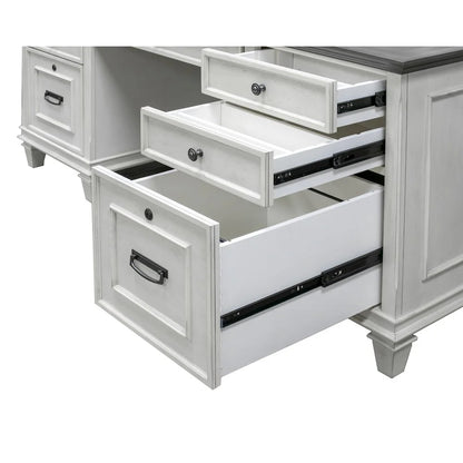 Martin Furniture Hartford White Wood Double Pedestal Desk Executive Desk