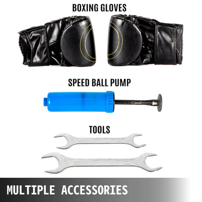 VEVORbrand Boxing Speed Trainer, Rapid-Reflex Boxing Bar, Training Boxing Ball with Reflex Bar & Gloves, Solid Speed Punching Bag Free Standing, Adjustable Height, for Adult&Kid, with Two Ball