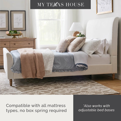 My Texas House Flynn Boucle Platform Bed, Queen, Cream