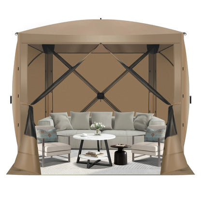 COBIZI 8x8 Pop up Gazebo Tent, Ez up Waterproof Screen Tent Screen House, Portable Outdoor Canopy Sun Shelter with 3 Sidewalls, Carry Bag & Ground Stakes for Camping, Garden and Picnics, Gray