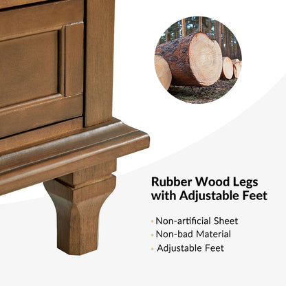 Farmhouse 3 Drawers Nightstand with Tray Bedside Table with Charging Station Acorn