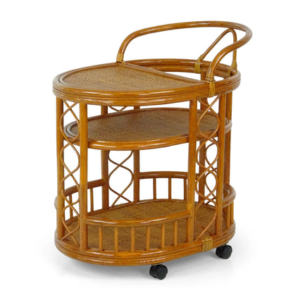 SK New Interiors Trolly Moving Serving Cart Bar Table ECO Natural Rattan Wicker Handmade, Colonial