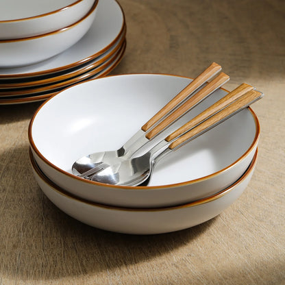 Stone + Lain Brasa Stoneware Collection Dinnerware Set, 32-Piece Service for 8, Blue