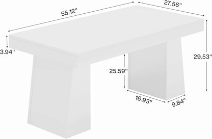 Rectangular 55" Dining Table for 4-6, Mid-Century Modern Kitchen Dining Table, Yellow