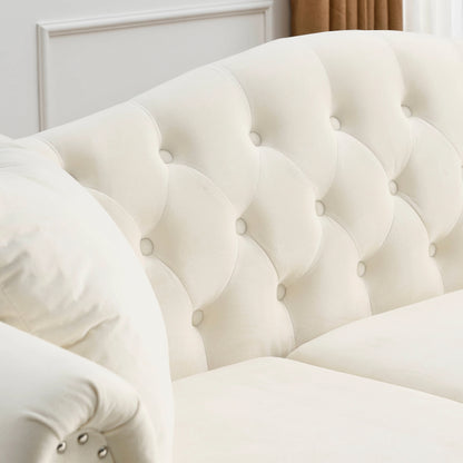 Chesterfield Upholstered Velvet Sofa, 3 Seater Button Tufted Couch with Nailhead Arms for Living Room Bedroom Office Apartment