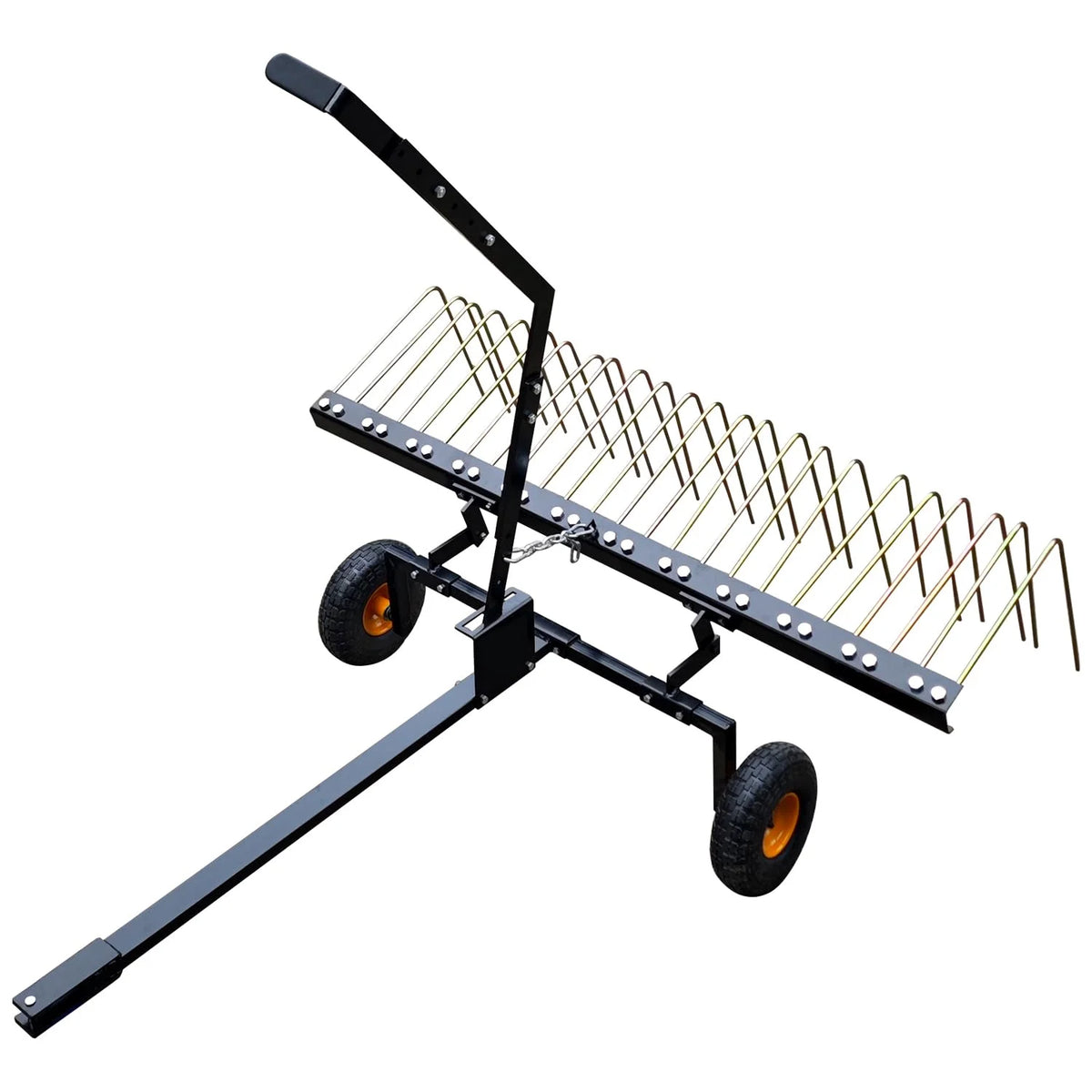 Pull Behind Rake for Riding Mower 60 Inch,Pine Straw Rake for ATV,Tow Behind Pine Needle Rake for Tractor,Tractor Rake with Lift Handle & 24 Steel Tines for Leaves,Pine Needles,Grass