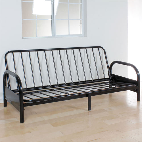 Aukfa 77" Futon Frame Metal Futon Full Size Sofa Bed, Space Save, Black