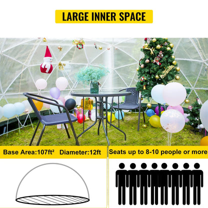 VEVOR Garden Dome 9.5ft - Geodesic Dome with PVC Cover - Bubble Tent with Door and Windows for Sunbubble, Backyard, Outdoor Winter, Party