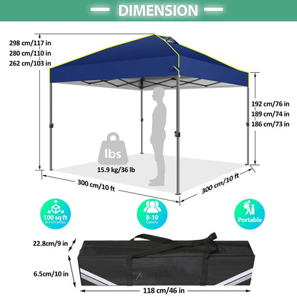 COBIZI 10x10 EZ Pop up Canopy Gazebo with Sidewalls,Pop up Canopy Tent Instant Shelter for Outdoor Party Camping Backyard Beach with Air Vent ,Carry Bag,Stakes,Ropes,Black
