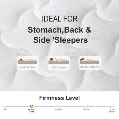 Full Mattress, 10 Inch Mattress Full Size, Individual Pocket Spring and Foam Mattress in a Box