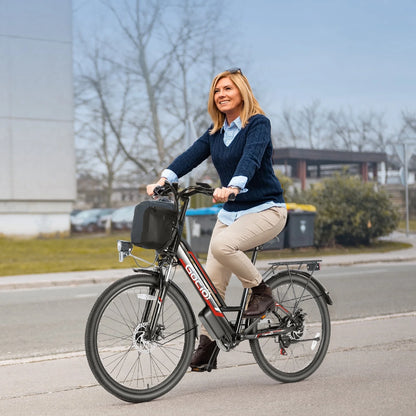 Gocio 26" Electric Bike for Adults, 500W Electric Cruiser Bike, 48V/7.8Ah Removable Battery, 7 Speed, City Commuting E-bike, UL2849