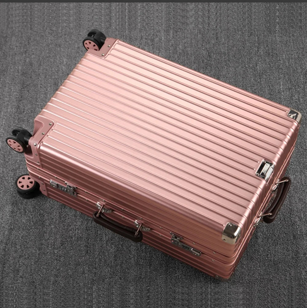 All Aluminum Magnesium Carry on Luggage Airline Approved, Hardside Carry on Suitcase with TSA Lock, Zipperless Luggage Checked Luggage Metal Rolling Luggage for Travel, Business