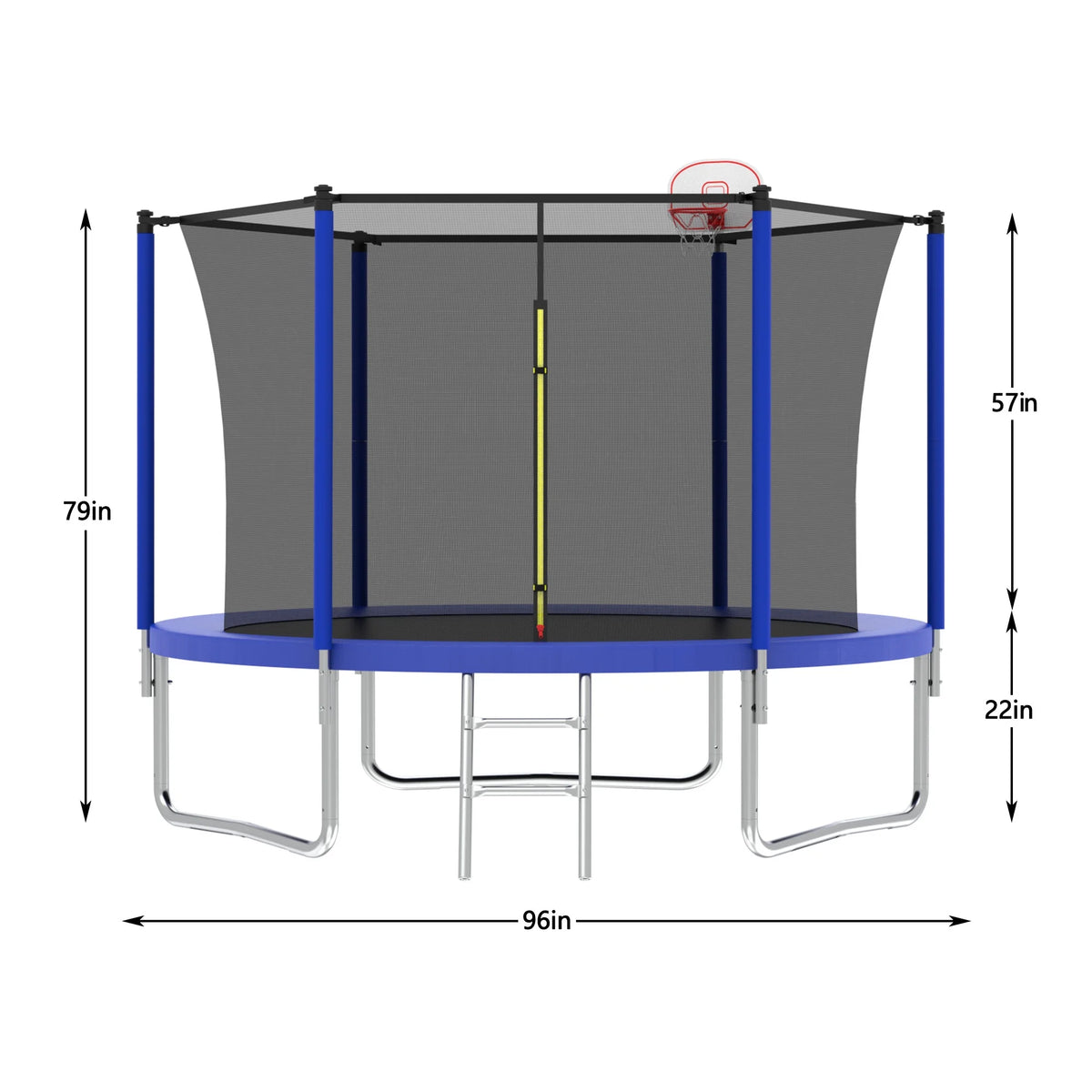 Alvantor 8Ft Kids Trampoline Round Trampolines with Basketball Hoop & Enclosure Net, Age 3-10 Blue