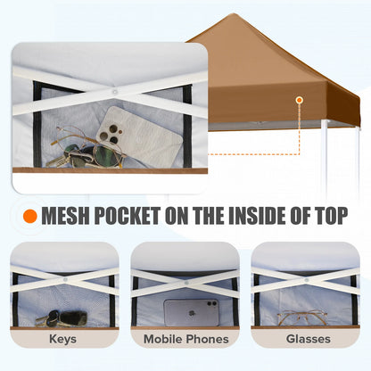 EAGLE PEAK 5x5 Pop Up Canopy Tent Instant Outdoor Canopy Easy Set-up Straight Leg Folding Shelter（Blue）