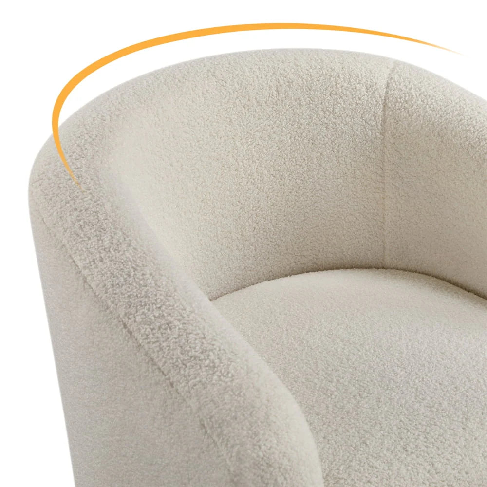 Topeakmart 2pcs Boucle Club Chair Accent Barrel Chair Upholstered Arm Chair, Ivory