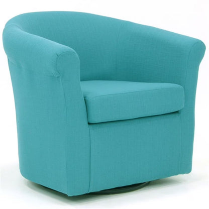 Fox Hill Trading Marlee Polyester Fabric Swivel Club Chair in Carribean Blue