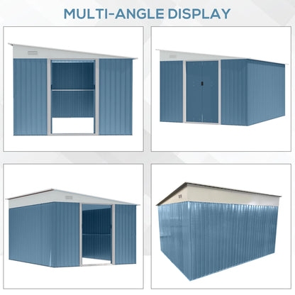 Outsunny 4.6' x 9' Metal Outdoor Storage Shed, Garden Utility Tool House with Double Lockable Doors for Backyard, Patio, Lawn, Garage, White