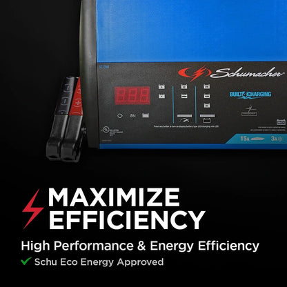 Schumacher Electric 15A Car Battery Charger and Maintainer, Battery Tester, 6V/12V Sport, Auto, and Marine Batteries, SC1359