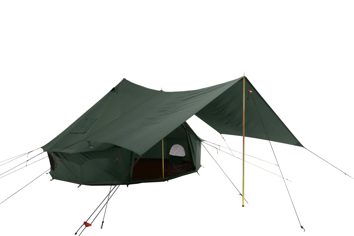 White Duck Outdoors Regatta Awning - Desert Red - 10' for Bell Tent - Complete Canopy with Poles for All Season Camping and Glamping