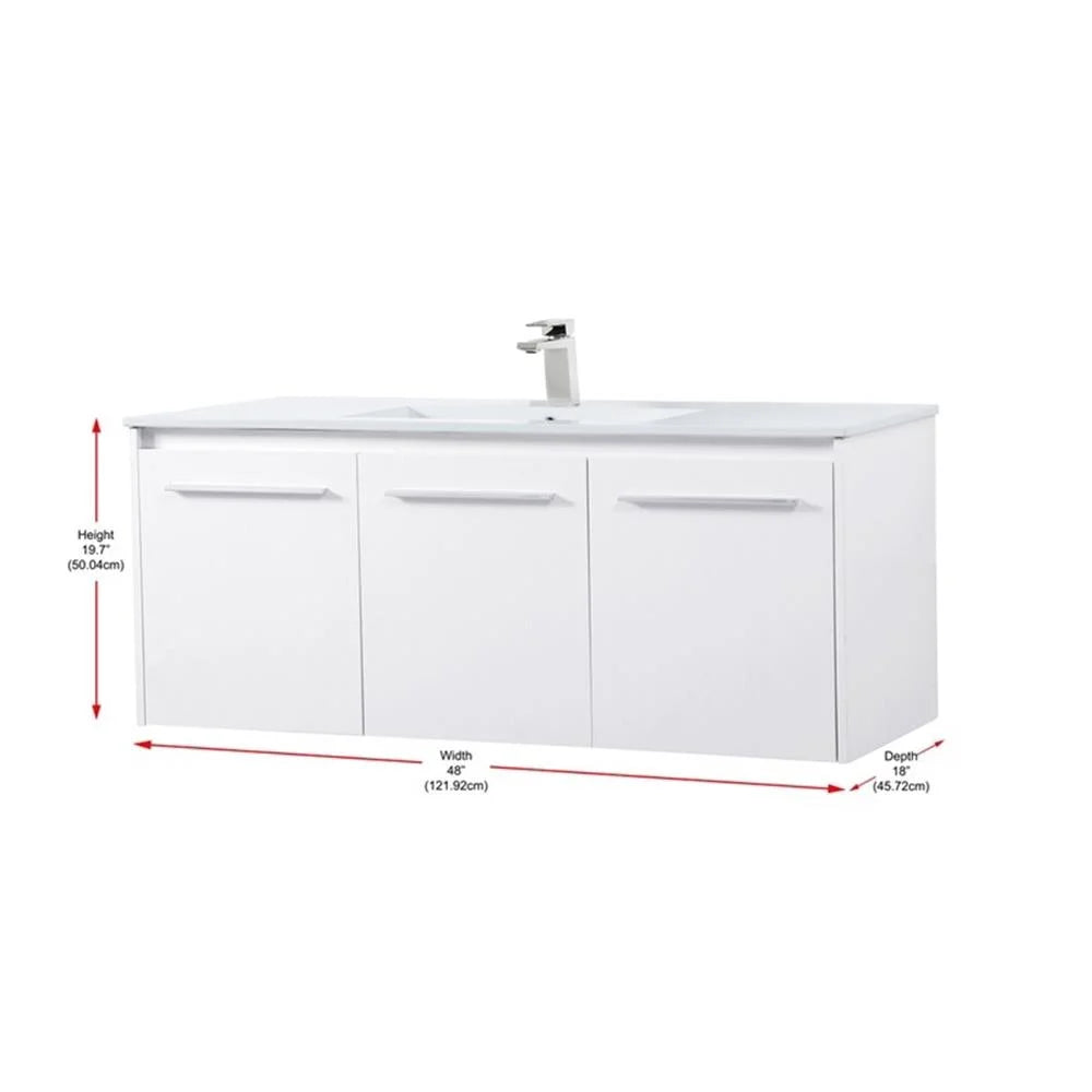 Elegant Kitchen and Bath 48 Inch  Single Bathroom Floating Vanity In Concrete Grey