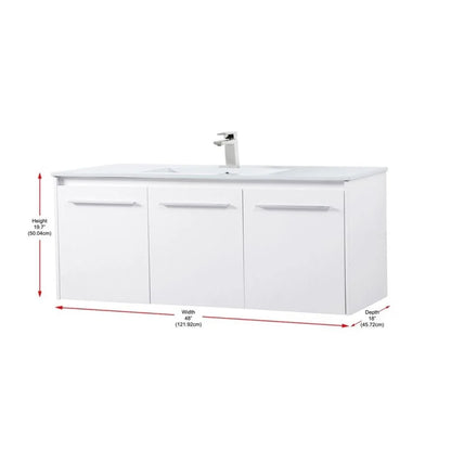 Elegant Kitchen and Bath 48 Inch  Single Bathroom Floating Vanity In Concrete Grey